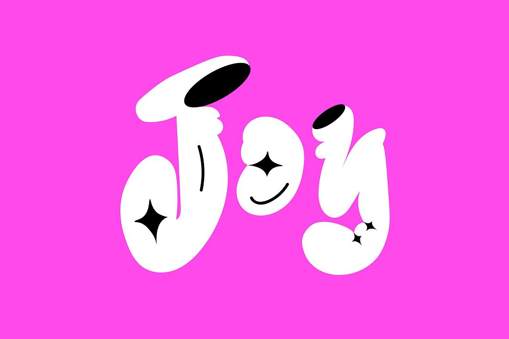 Joy bold doodle typography word vector