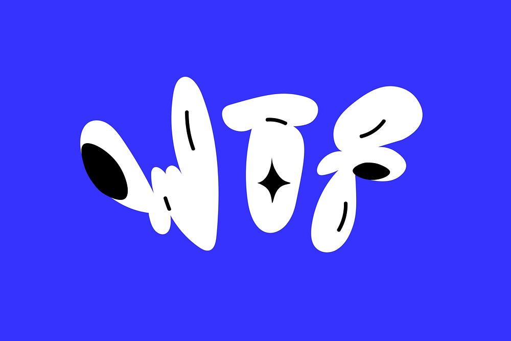 WTF bold doodle typography word vector