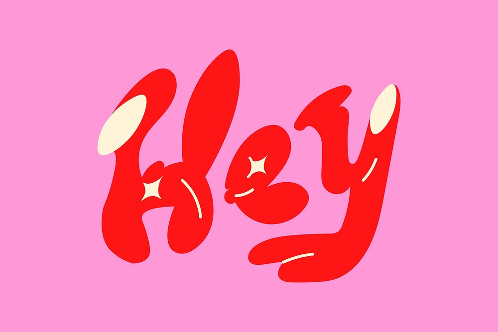 Hey bold doodle typography word vector