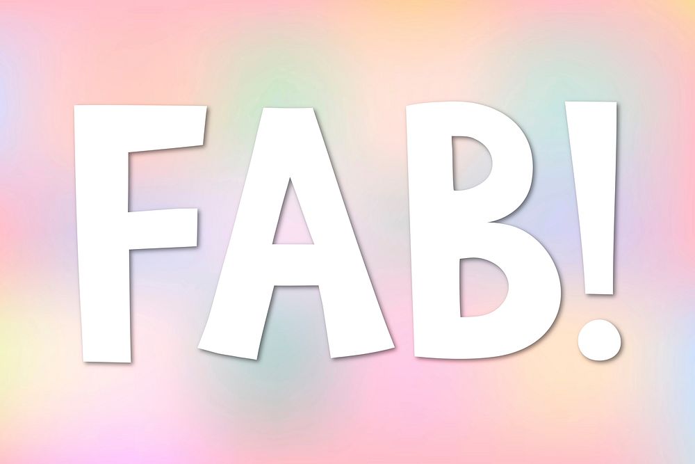 White FAB! typography on a pastel background vector