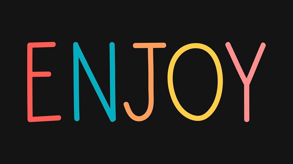 Colorful ENJOY typography on a black background vector