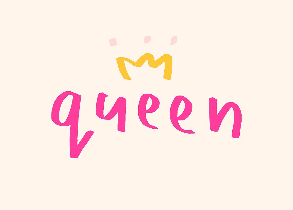 Queen doodle typography on a beige background vector