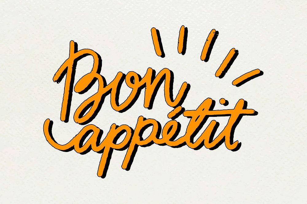 Hand drawn Bon appetit typography vector stylized font