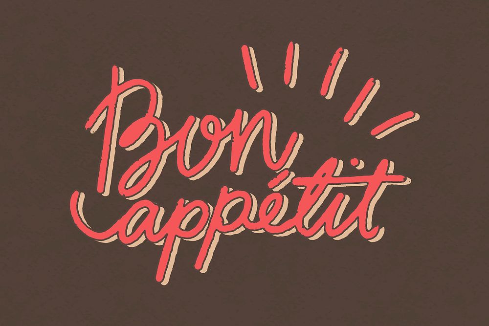 Hand drawn Bon appetit typography stylized font vector