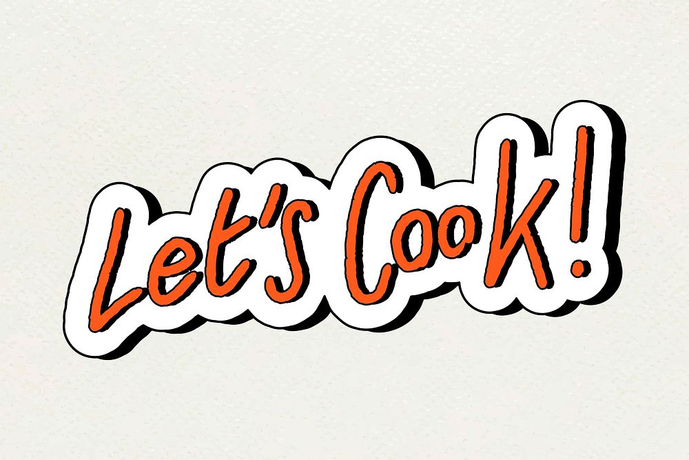 Hand drawn Let's Cook typography vector