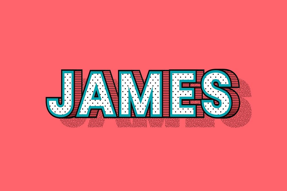James male name halftone vector word typography
