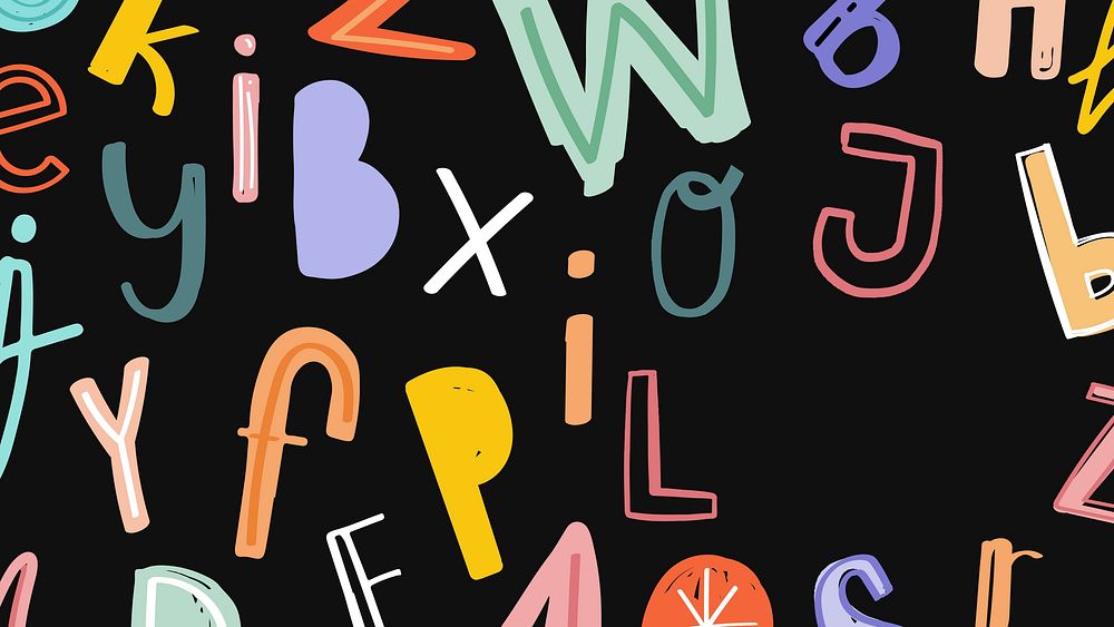 Doodle alphabet font typography vector background design space