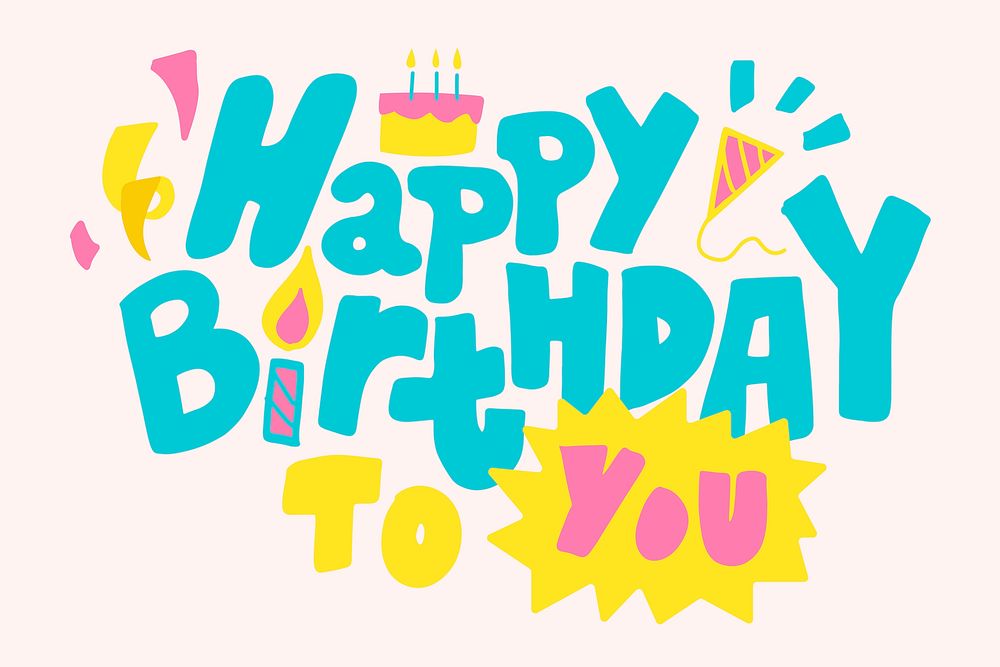 Hand lettering birthday wish card vector