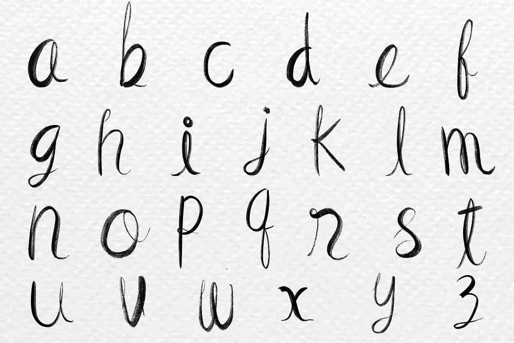 Lowercase vector alphabet set cursive calligraphy font