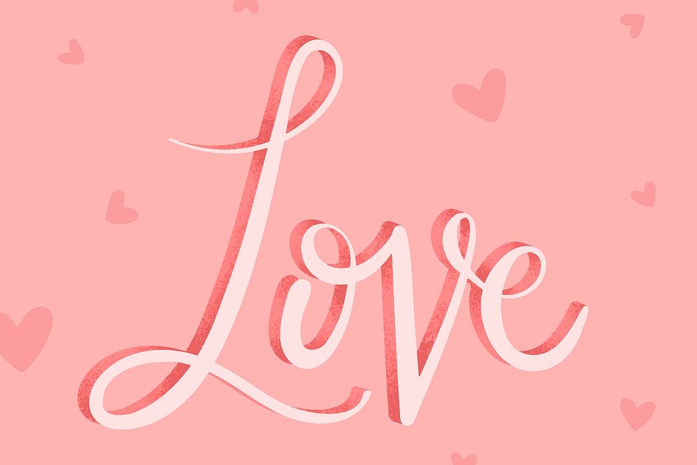 Pink love calligraphy word vector