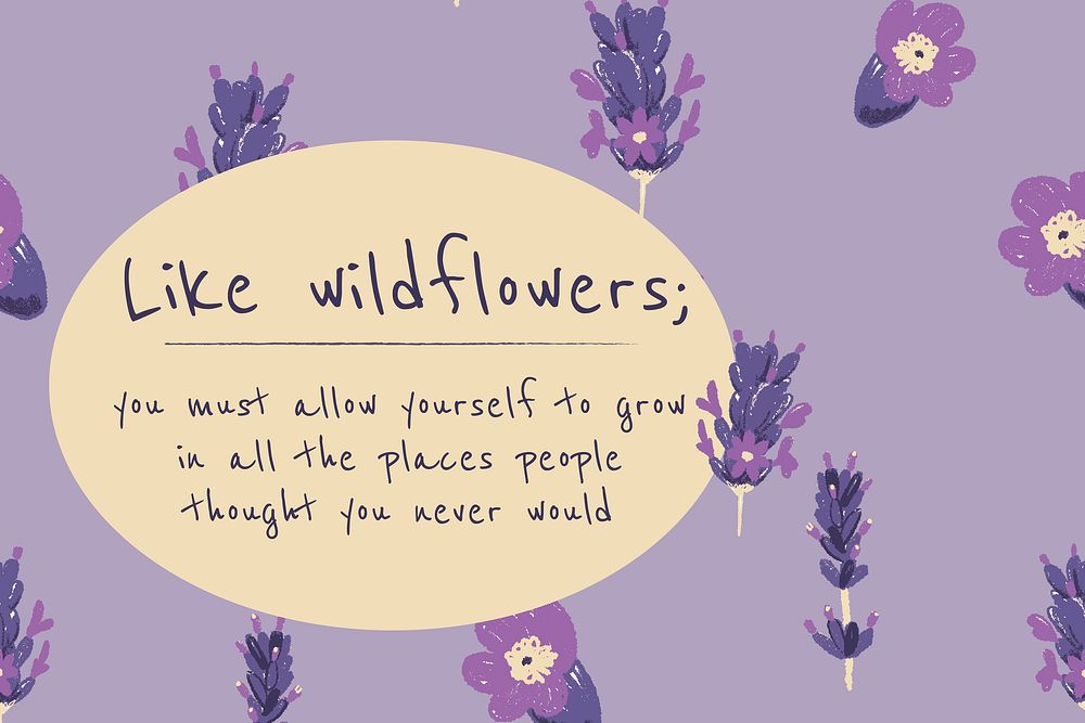 Beautiful floral banner template vector lavender illustration with inspirational quote