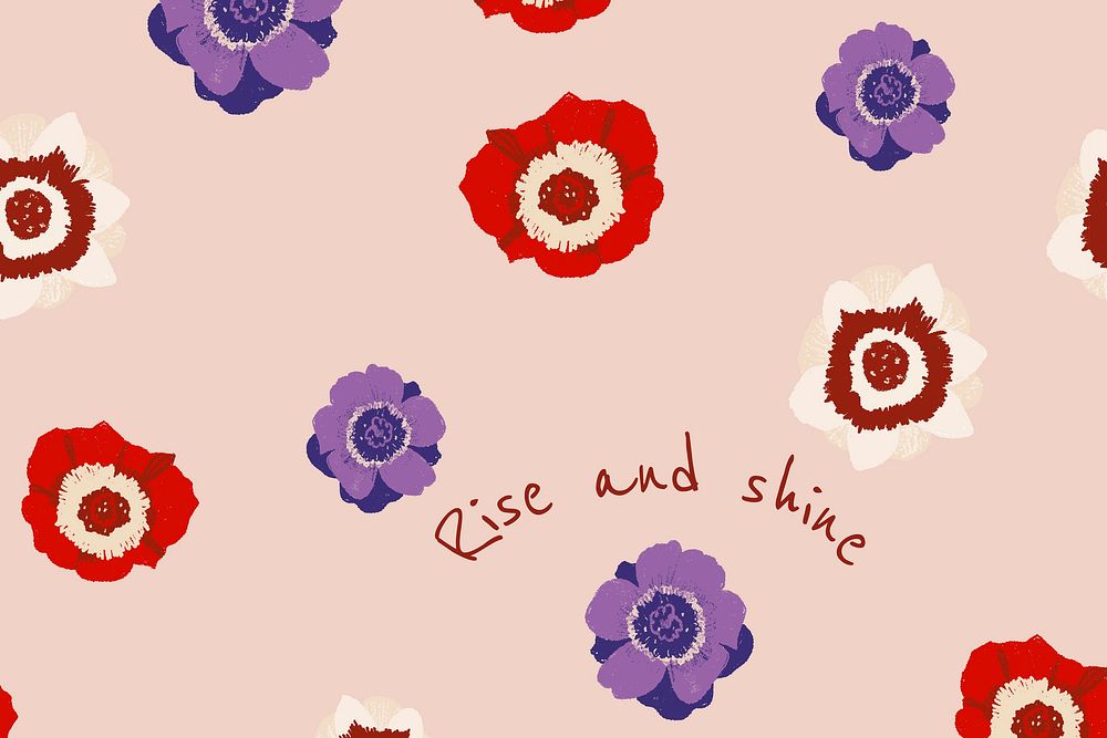 Beautiful floral banner template vector anemone illustration with inspirational quote