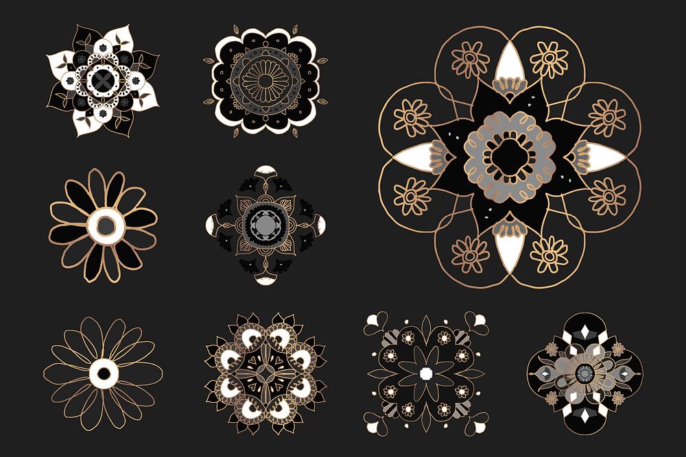 Mandala Indian symbol vector floral illustration collection