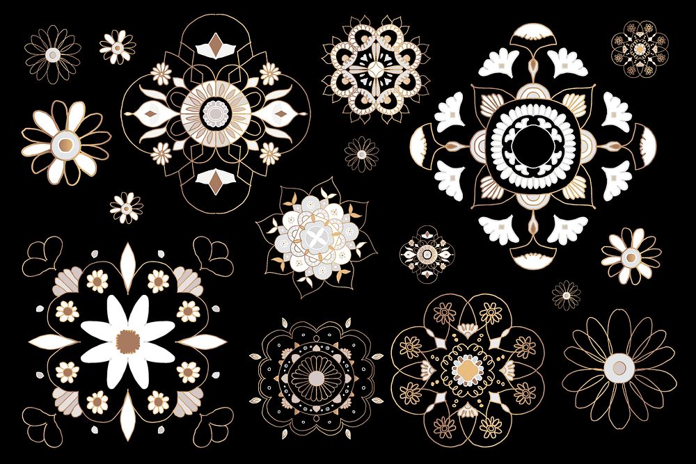 Indian Mandala element symbol vector oriental floral illustration collection