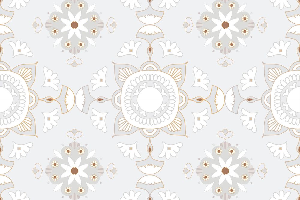 Mandala gray Indian pattern vector floral background
