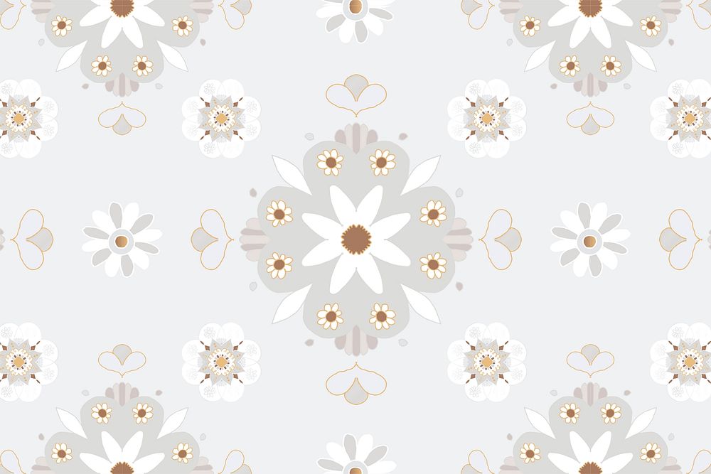 Mandala gray Indian pattern vector floral background