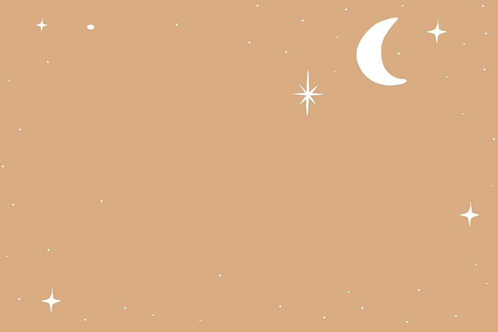 Sky silver moon stars vector border on brown background