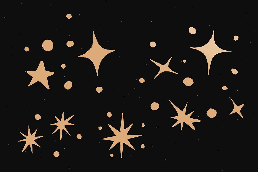 Sparkly stars gold vector space doodle sticker
