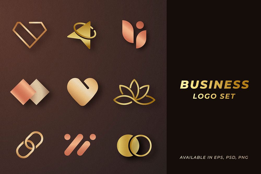 Luxury business logo vector set rose gold icon design