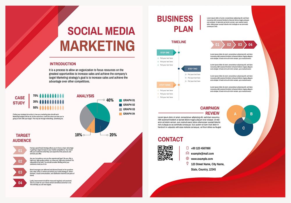 Poster template vector for social media marketing set