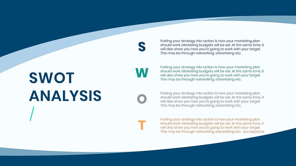 SWOT analysis presentation vector slide editable template
