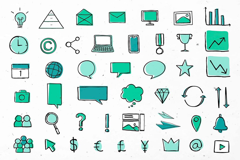 Useful business icons vector for marketing green collection