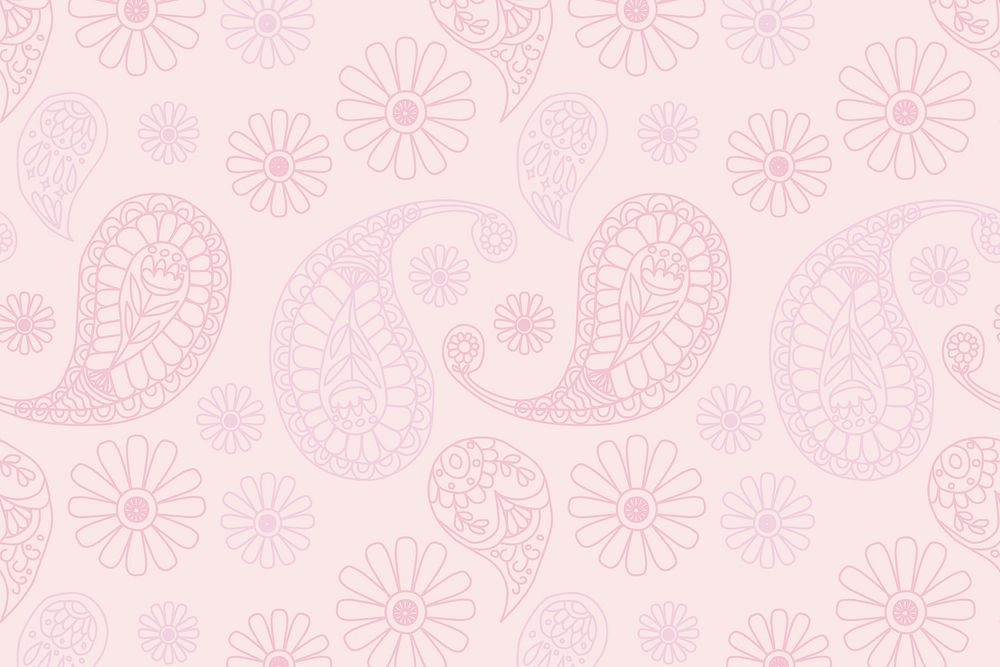 Pastel pink vector Indian paisley pattern background