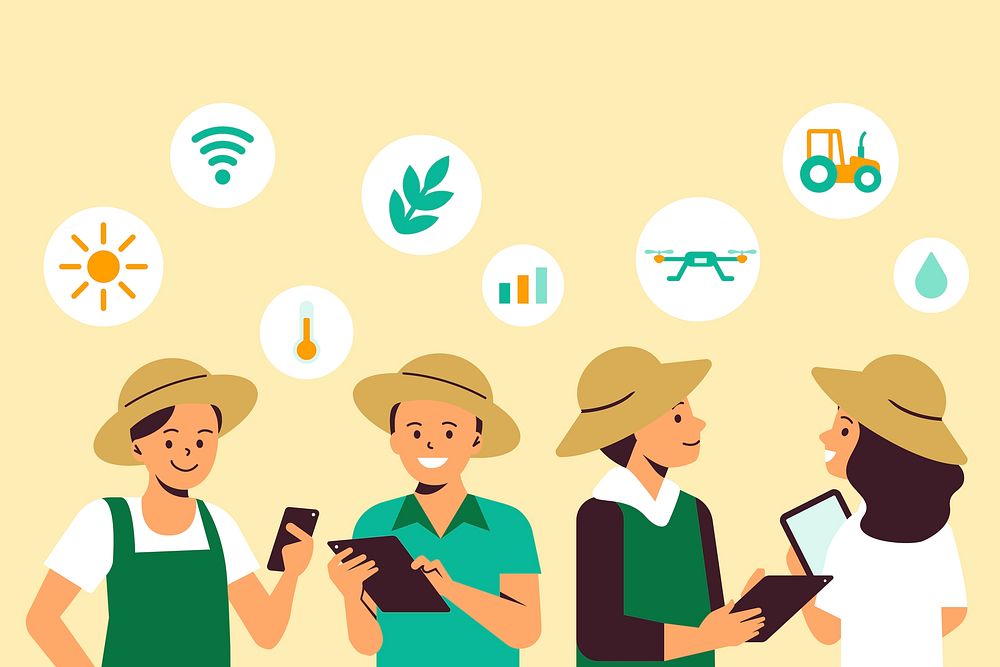 Agricultural entrepreneurship smart farming background illustration