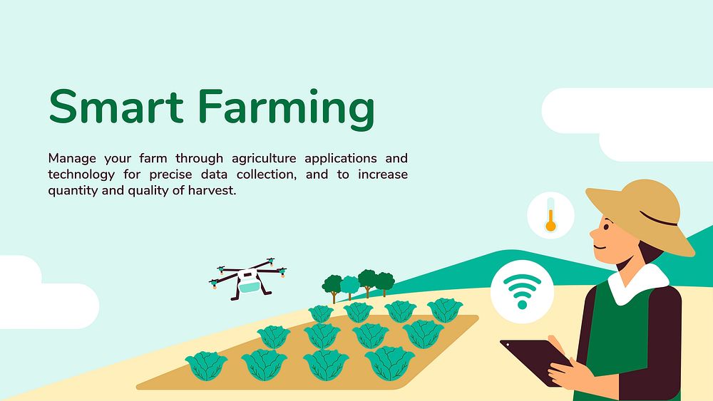 Smart farming vector editable presentation template