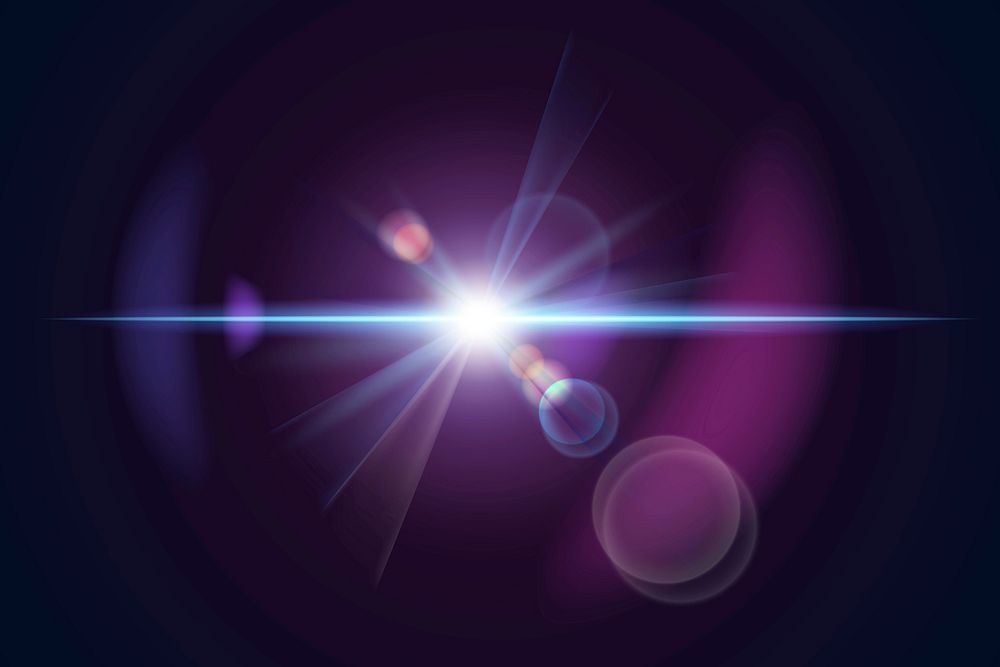 Blue anamorphic lens flare vector with ghost lighting effect