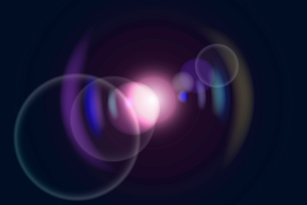 Pink lens flare vector with colorful ring ghost lighting effect