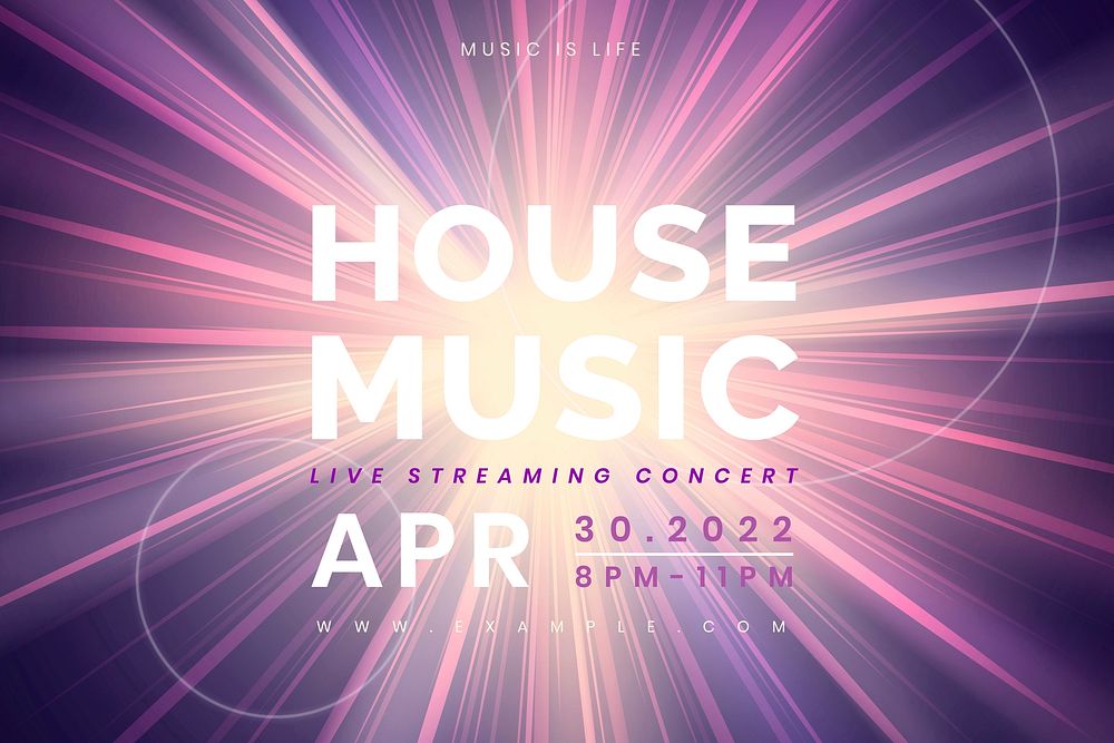 Editable banner template vector with light effect for live streaming concert in the new normal