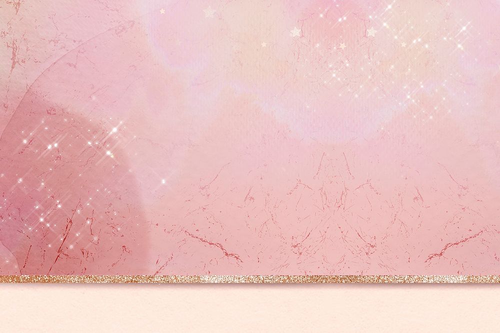 Pink aesthetic marble vector golden sparkly background