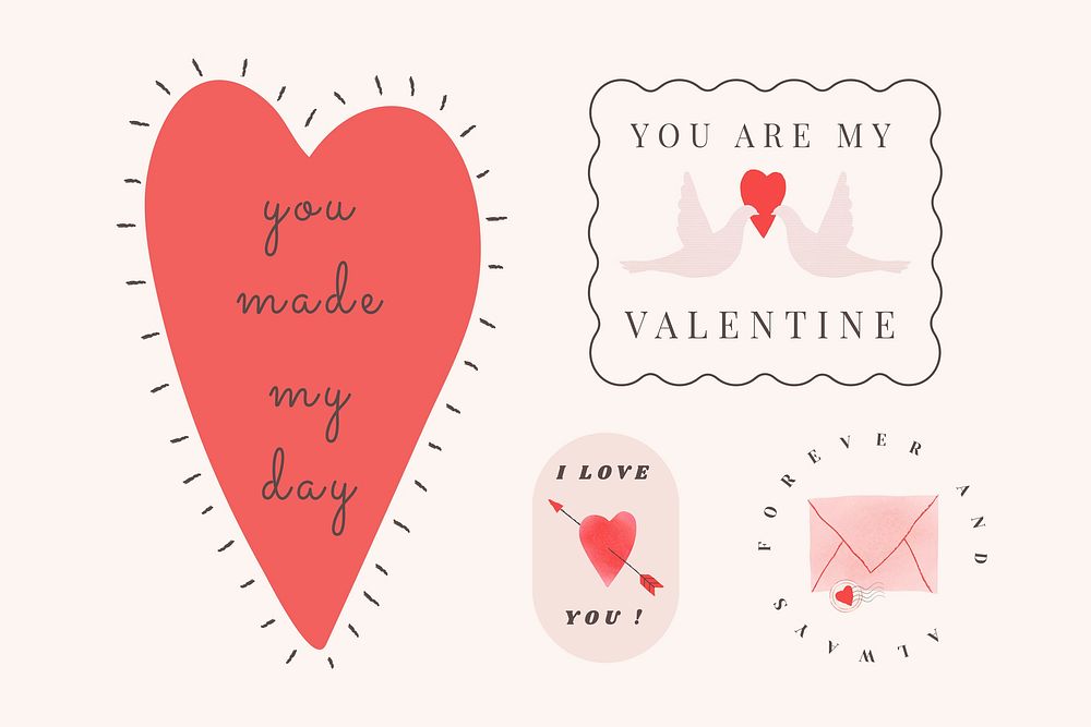 Valentine badges psd social media set