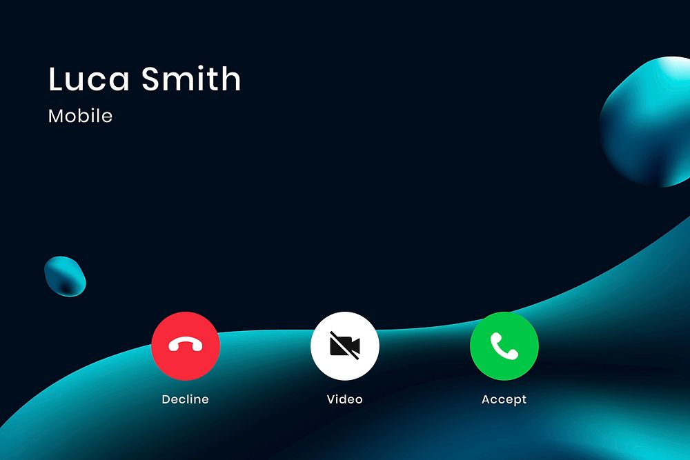 Call interface template tablet vector screen on dark blue fluid background