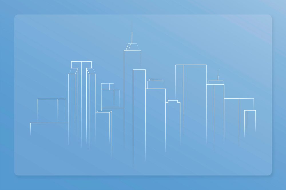 City skyline construction technology vector sketch