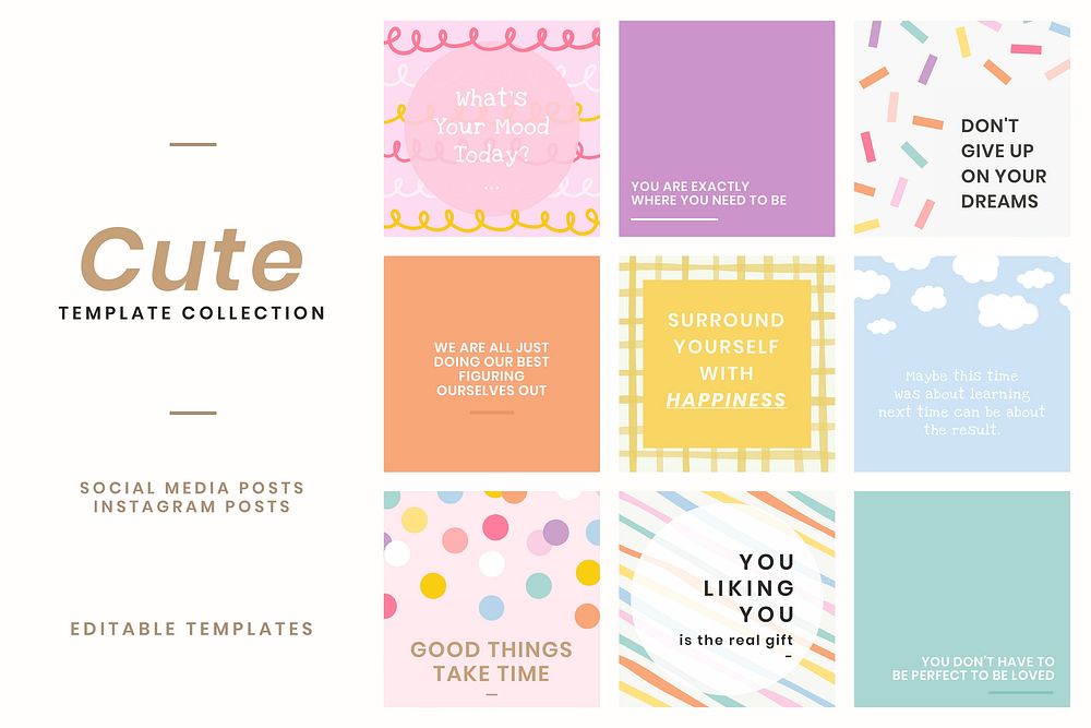 Social media quote templates vector with inspirational text