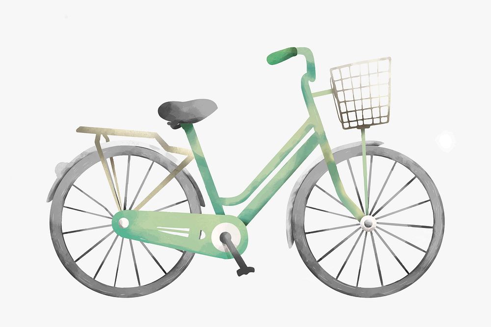 Bicycle green watercolor vector design element