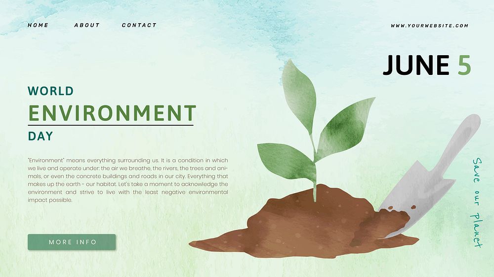 Editable environment presentation template vector with world environment day text in watercolor