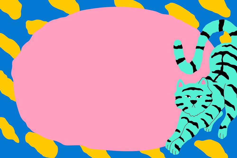Tiger frame vector cute and colorful animal illustration