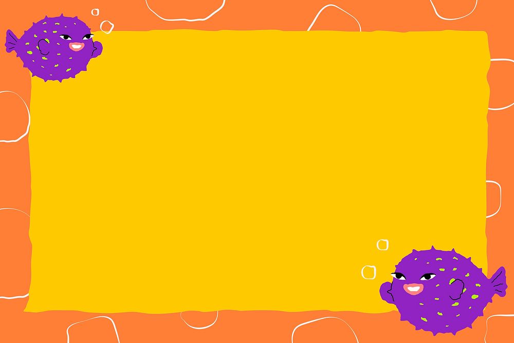 Fish frame vector cute and colorful animal illustration