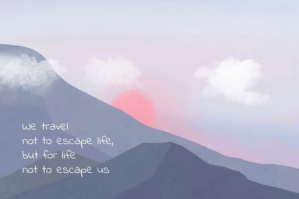 Travel quote template vector on landscape background