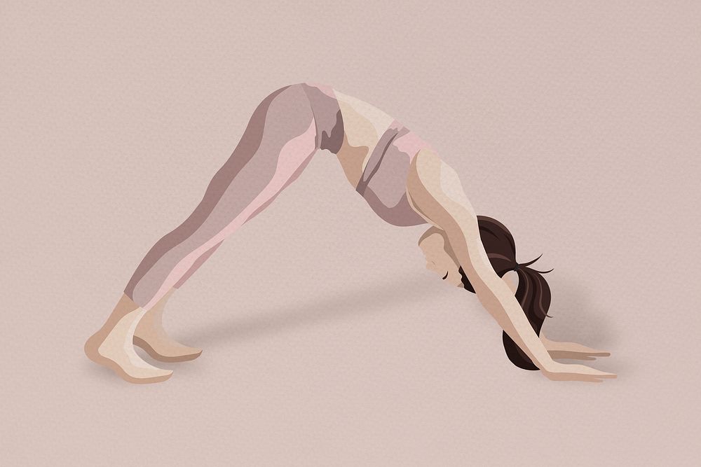 Yoga downward dog pose vector minimal illustration