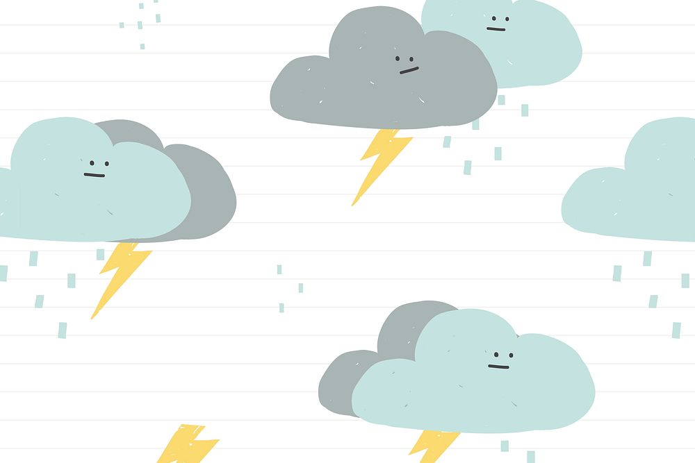 Rainy clouds seamless pattern psd cute doodle background for kids