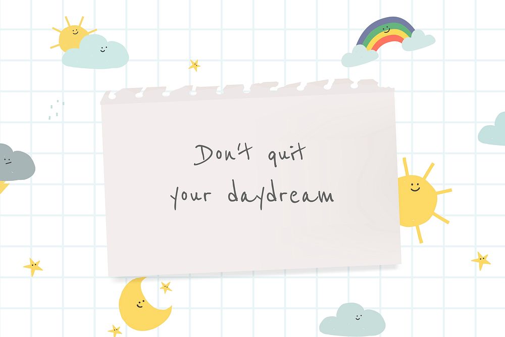 Motivational quote template vector with cute weather doodle banner