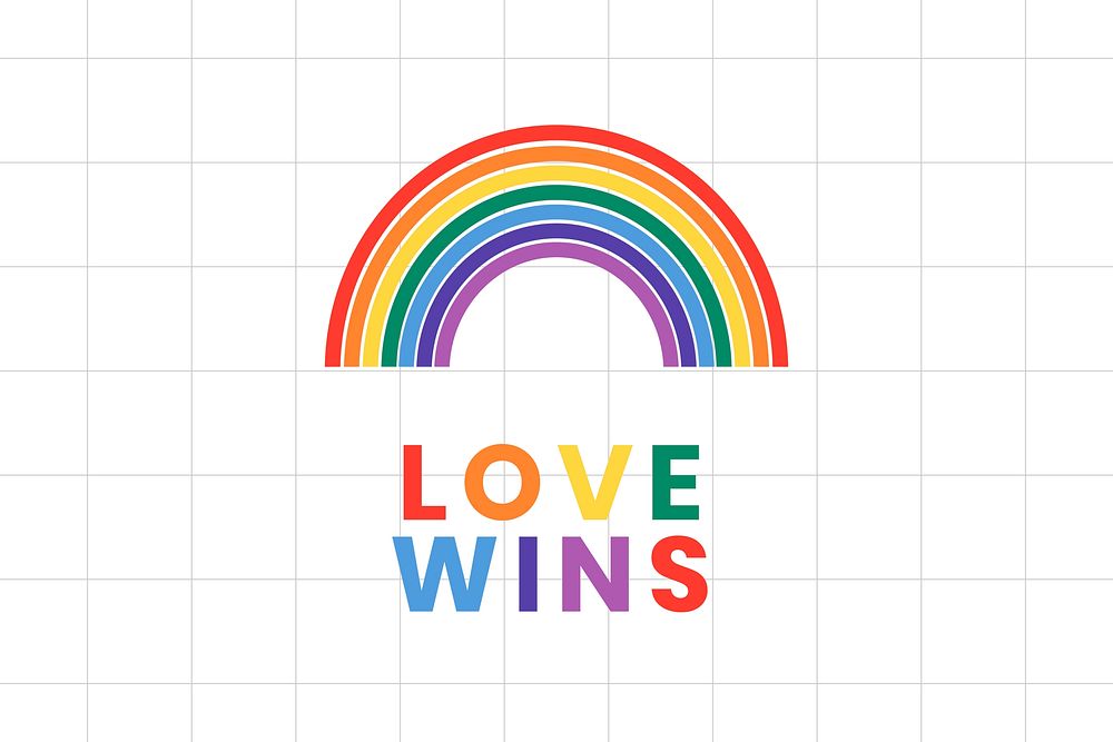 Rainbow banner template vector LGBTQ pride month with love wins text
