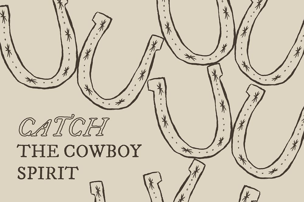 Cute horseshoe presentation template vector in cowboy theme