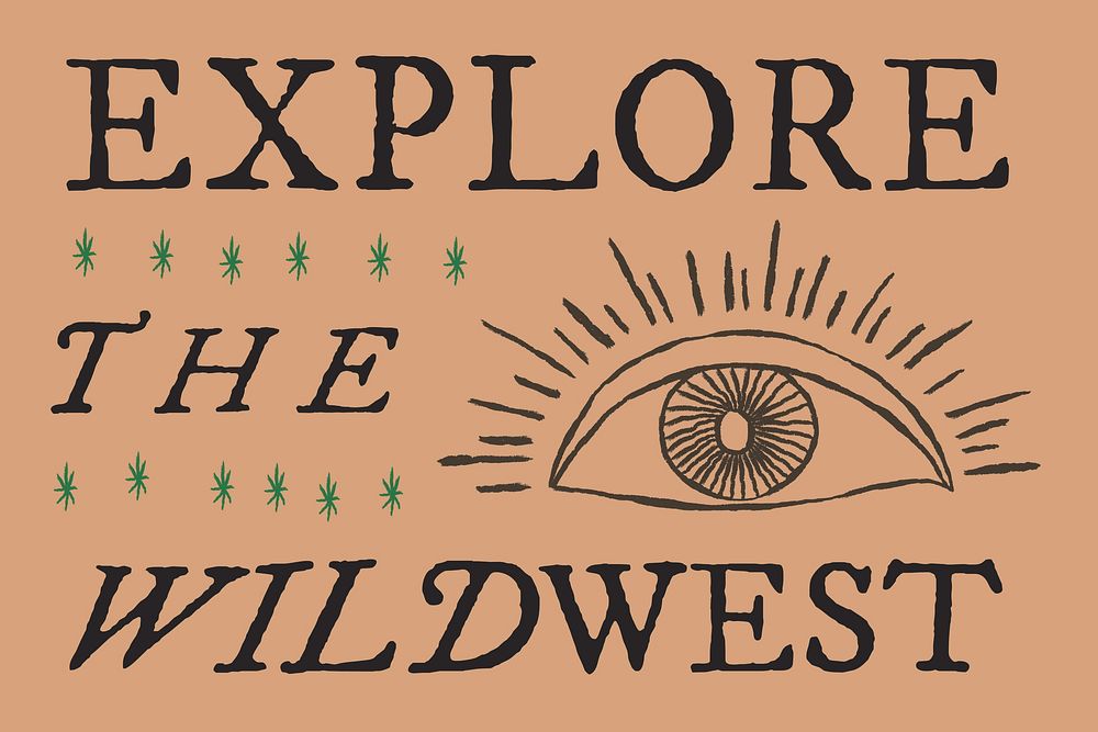 Vintage presentation template vector with eye illustration, explore the wild west