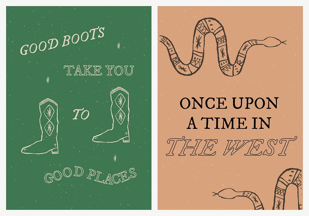 Cowboy themed poster template vector with editable text set