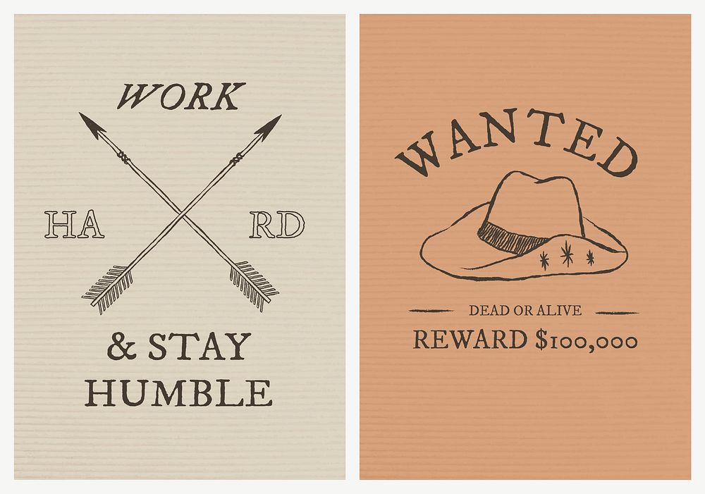 Cowboy themed poster template vector with editable text set